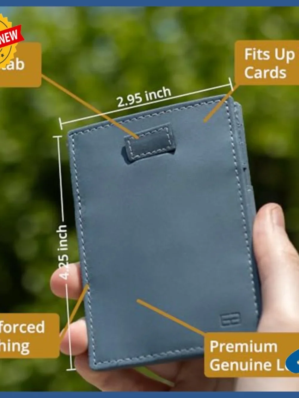 Genuine Leather RFID Magic Wallet Holds 12 Cards Slim Minimalist Pull-Tab